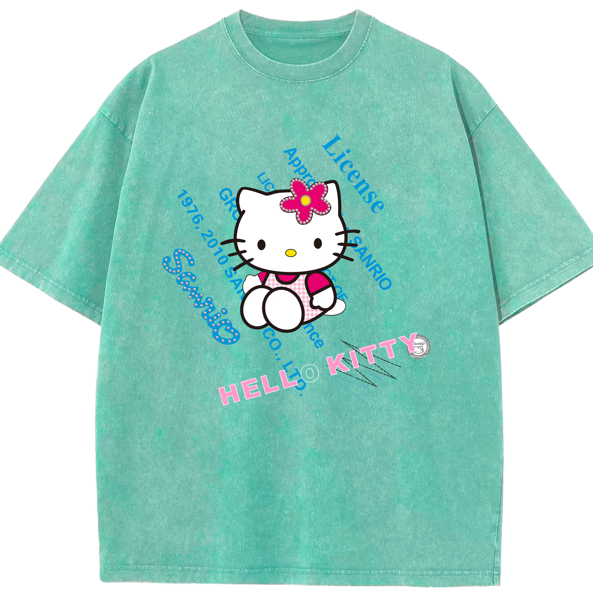 （画像用） Hello Kitty ハローキティ 綿100% ヴィンテージ風 半袖Tシャツ（フロントプリント）